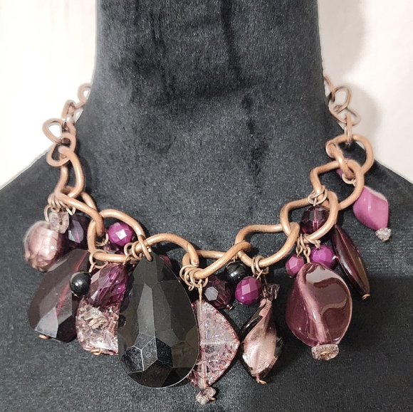 NAPIER 1950s Vintage Statement Necklace Rare Chunky Glass Drops, Amethyst Purple - Picture 5 of 9